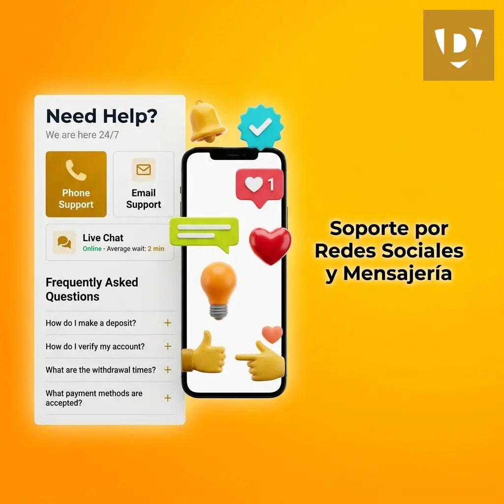 Soporte de DoradoBet por WhatsApp, Telegram, Facebook e Instagram para consultas y seguimiento de casos.